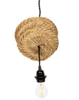 Rosace plafond en fibre naturelle tressée fait main avec douille E27 et câble