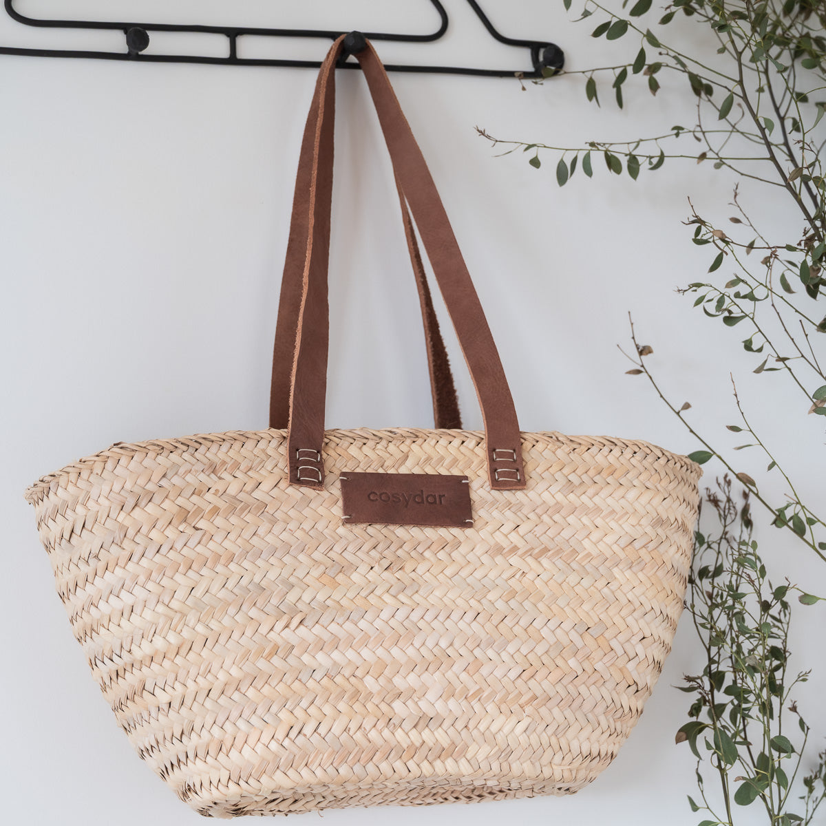 Panier Cabas en Feuille de Palmier et Anses en Cuir COSYDAR