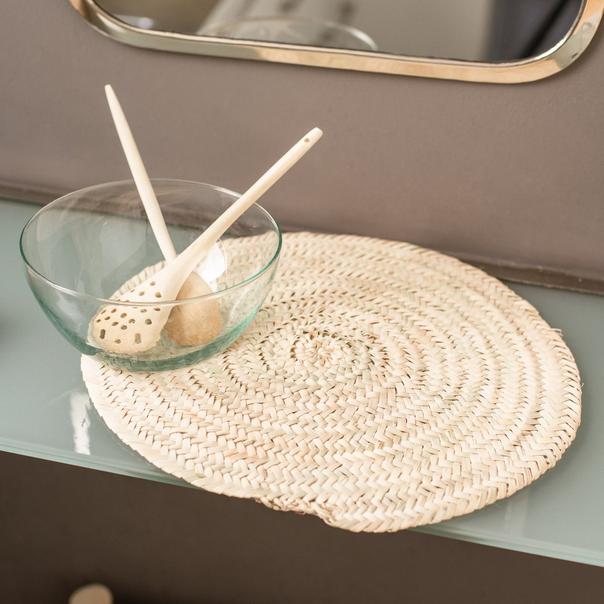 Set de Table Rond 40cm tressé en feuille de palmier - COSYDAR