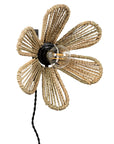 Applique fleur en corde de palmier montée sur son support mural