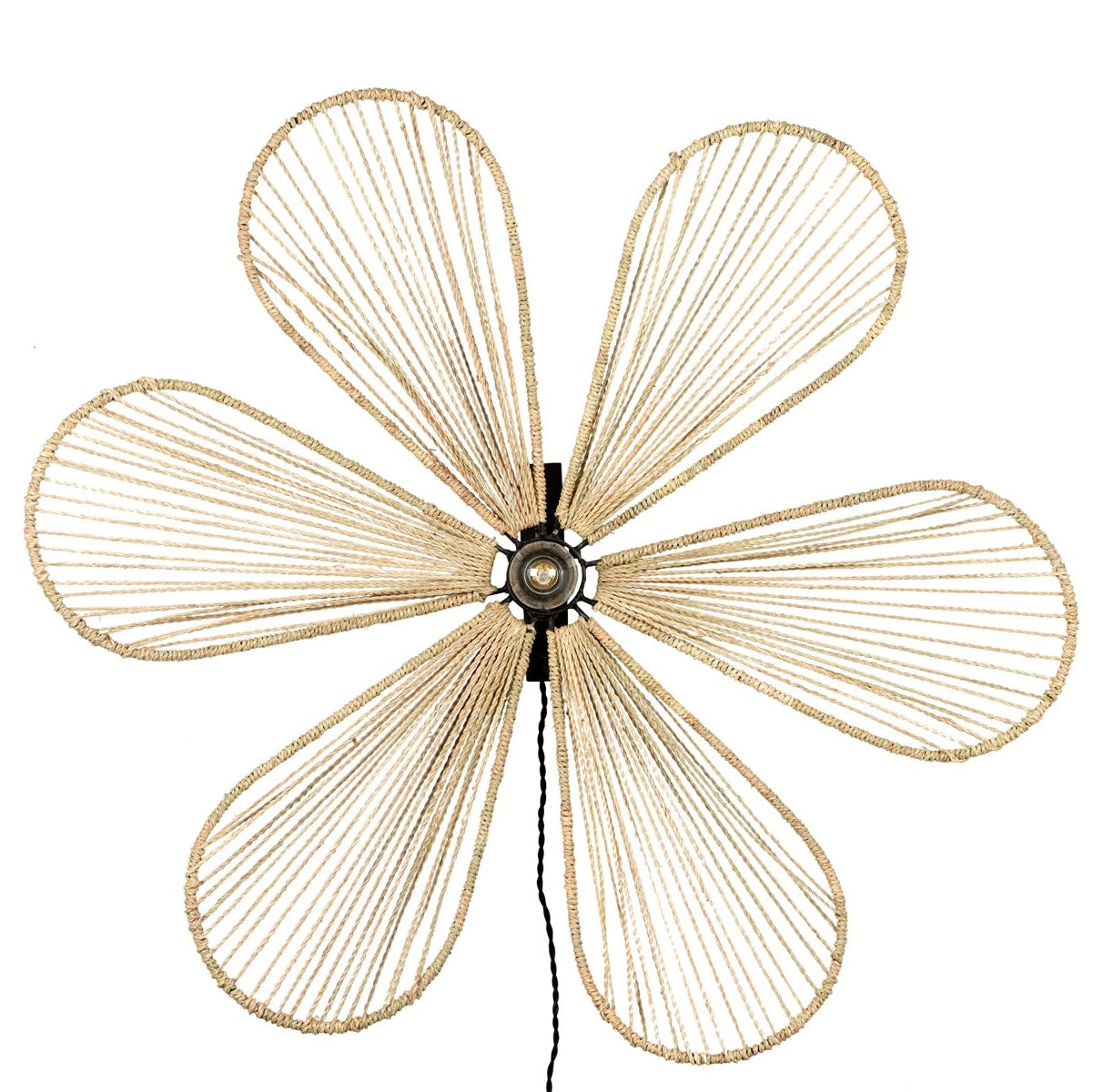 Applique fleur en fibre naturelle montée sur son support mural