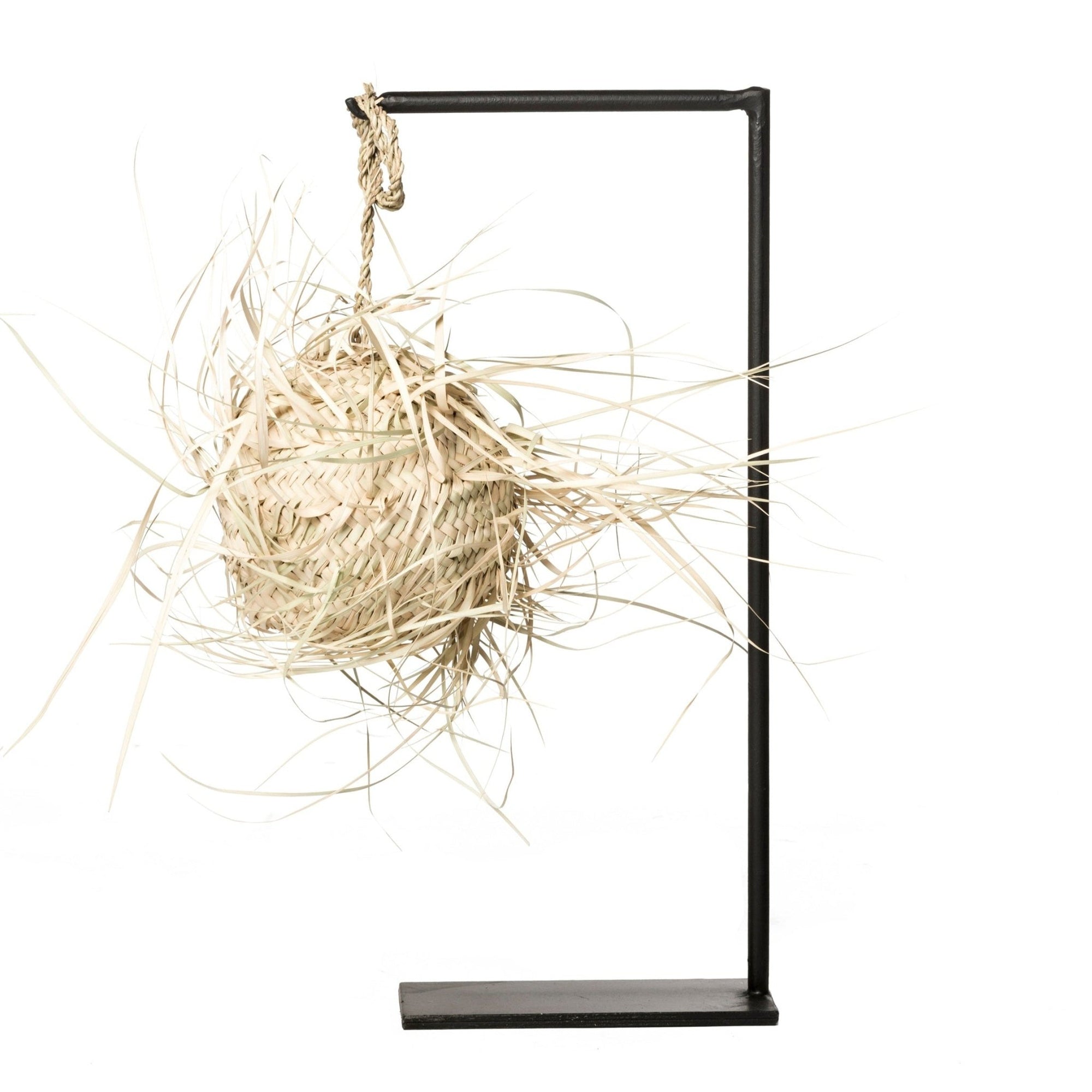 Abat-jour boule palmier fait main sur structure métal – vue produit COSYDAR