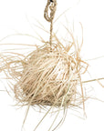 Détail tressage suspension boule palmier non électrifiée sur potence métal noir – COSYDAR