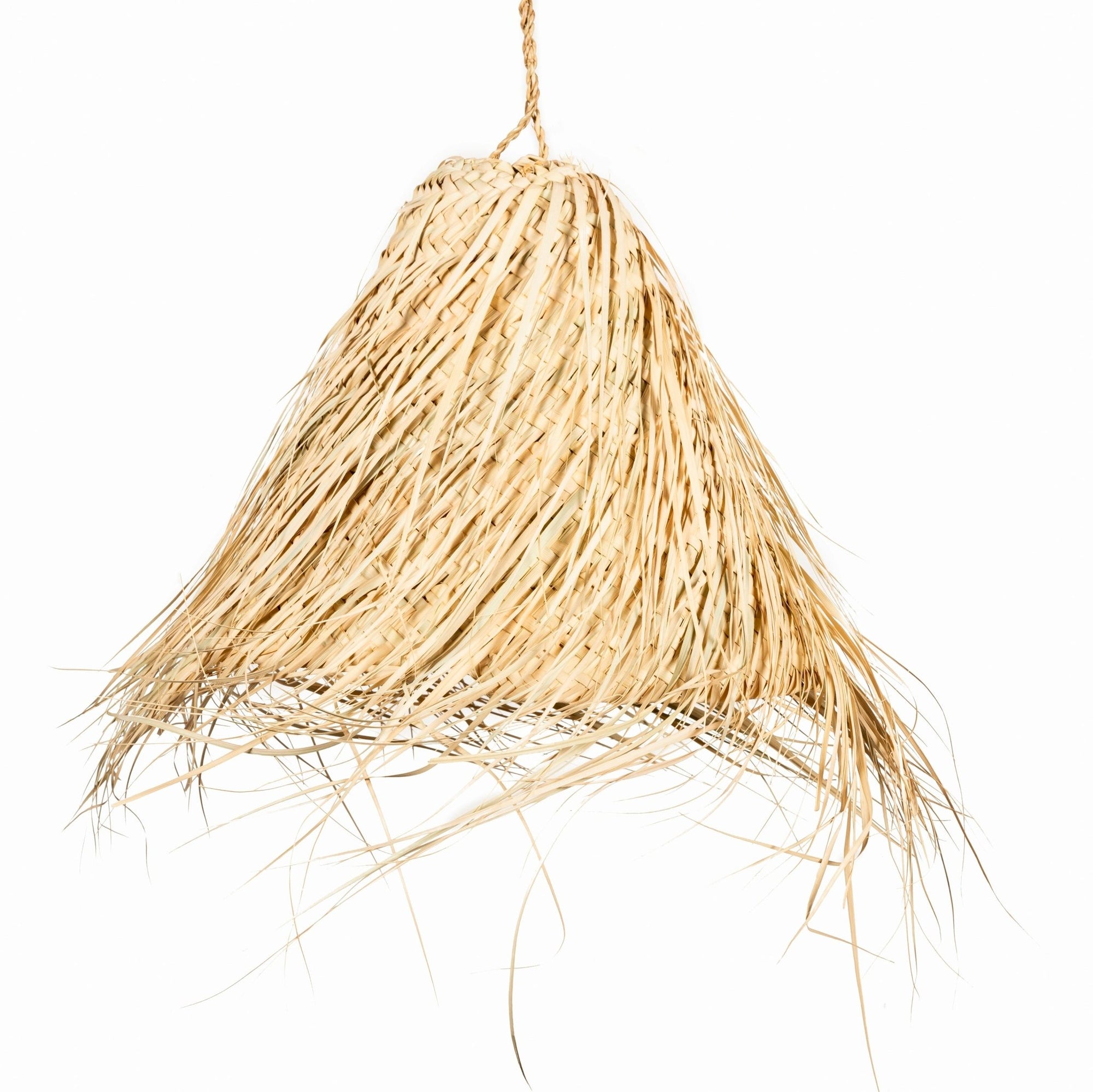 Suspension en paille naturelle avec longues franges style cheveux - COSYDAR