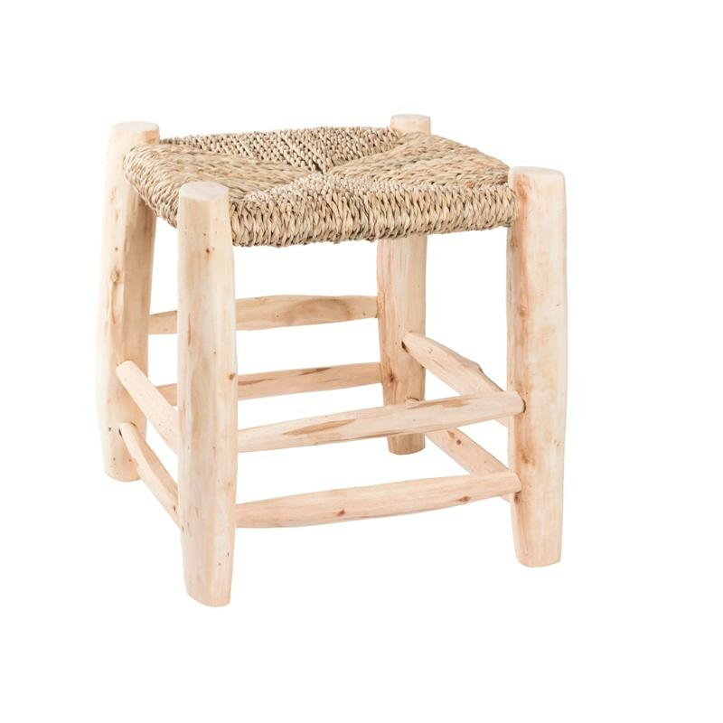Détail du tressage du Tabouret Marocain en bois 32cm - COSYDAR