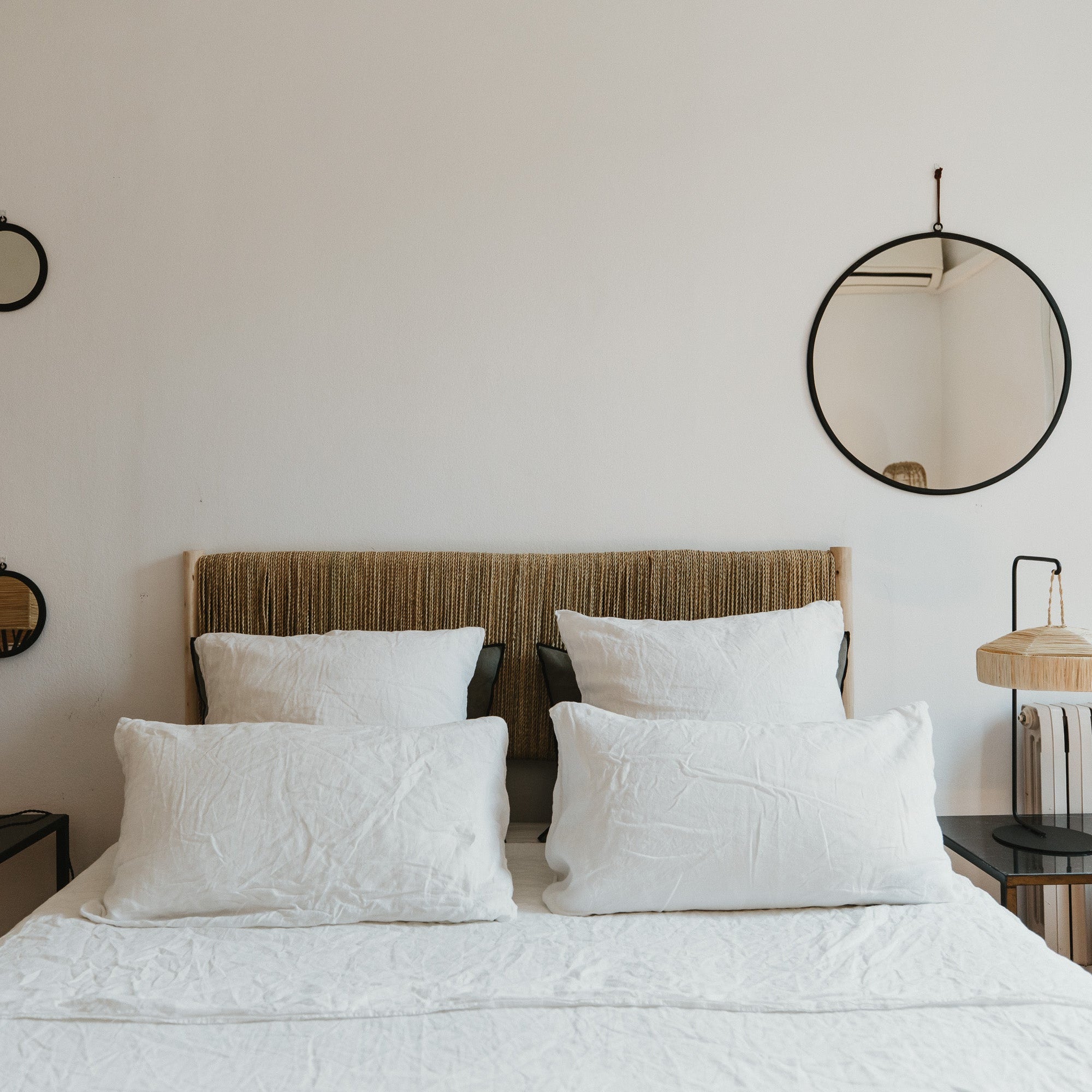 Tête de lit en Bois et Feuille de Palmier – Fait Main