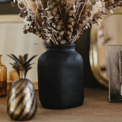 Petit Vase Noir Mat en Grès SHOK – H 19 cm