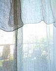 Rideau Voilage 100% Lin Ajustable avec Anneaux - Blanc et Naturel - COSYDAR - DECO