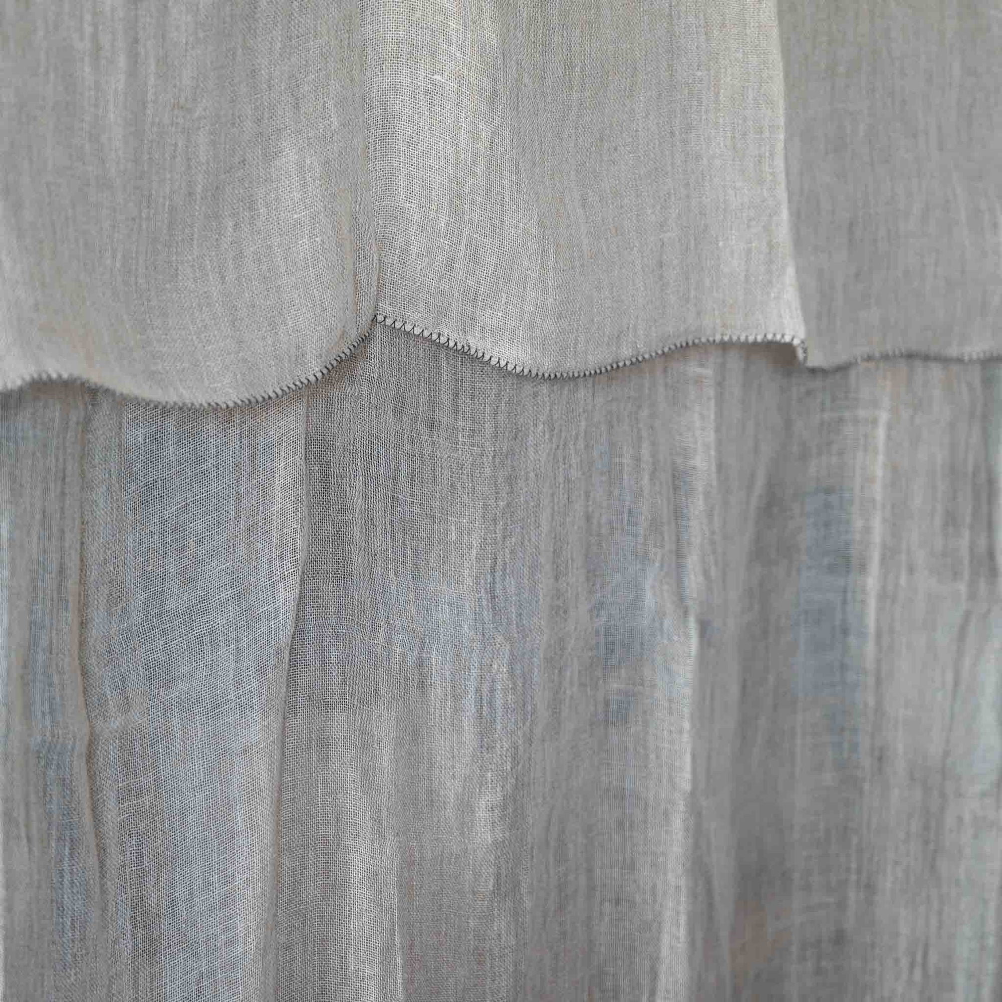 Rideau Voilage 100% Lin Ajustable avec Anneaux - Blanc et Naturel - COSYDAR - DECO